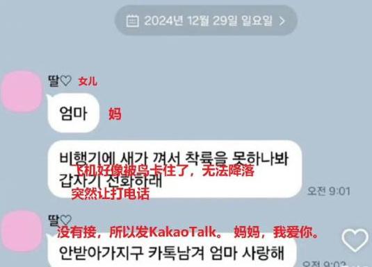 韩坠机遇难者短信 妈妈我爱你
