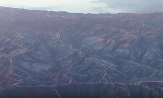 洛杉矶森林被山火烧毁后一片黑暗