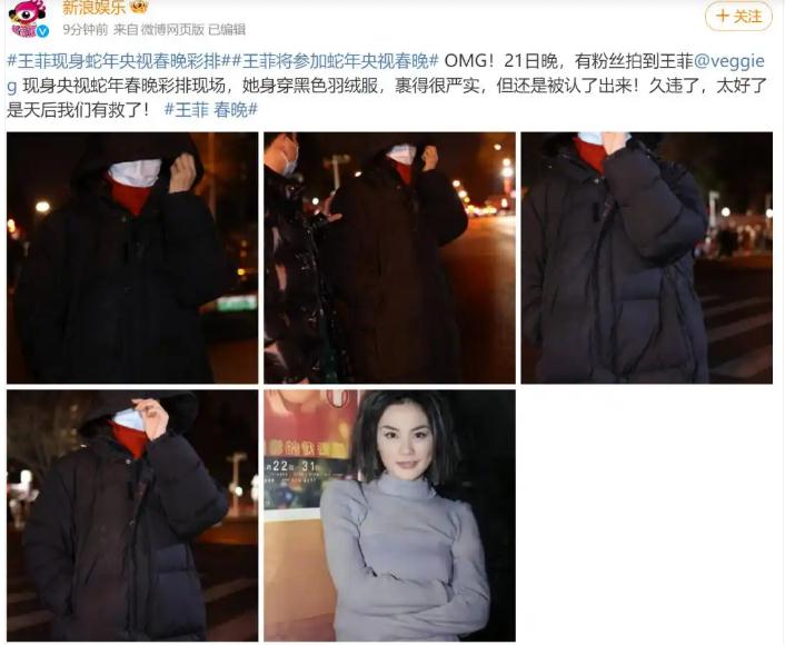王菲首次现身蛇年春晚彩排