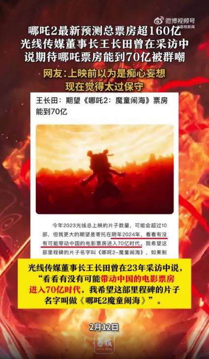 王长田曾被嘲笑《哪吒2》过不了70亿