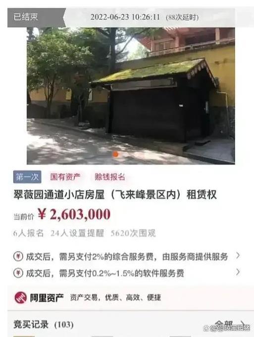 灵隐寺8.5平米小卖部年租金260万