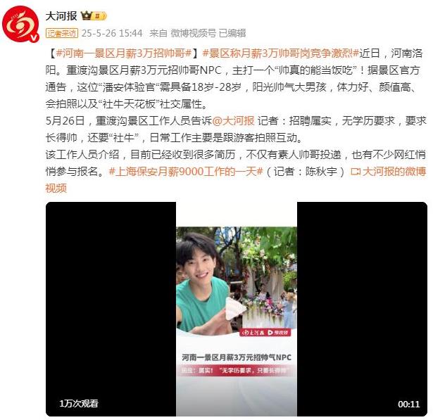 河南一景区月薪3万招帅气NPC