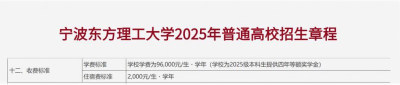 浙江一大学学费每人每学年9.6万