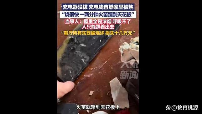 充电器没拔家被烧 当事人:损失十几万