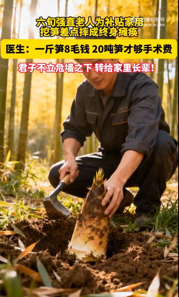 61岁患强直的大爷为挖笋摔断颈椎